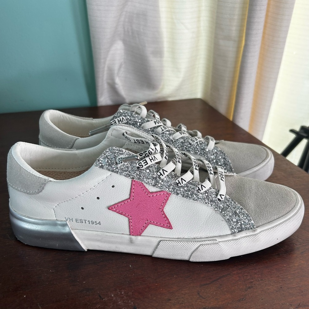 Vintage Havana White and Pink Glitter Sneakers
